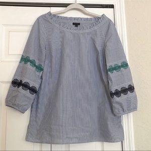 Talbots Striped Popover Blouse
